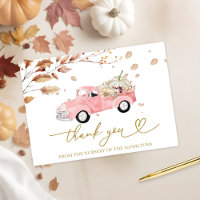 Pink Vintage Truck Fall Baby Shower Thank You