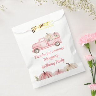 Pink Vintage Truck Pumpkin Birthday Party Favour Bags