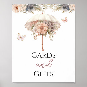 Pink Vintage Umbrella Shower Cards and Gifts Poster