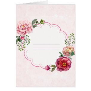 Pink vintage watercolor floral frame note lines