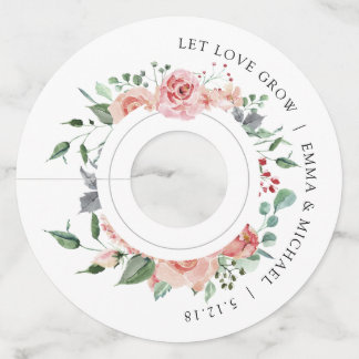 Pink Vintage Watercolor Floral Wine Glass Tag