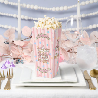 Pink Vintage Watercolor Horse Carousel Baby Shower Favour Box