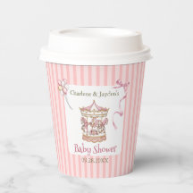 Pink Vintage Watercolor Horse Carousel Baby Shower