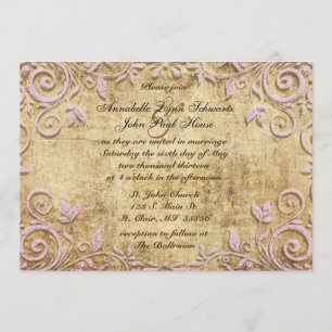 Pink Vintage Wedding Invitation