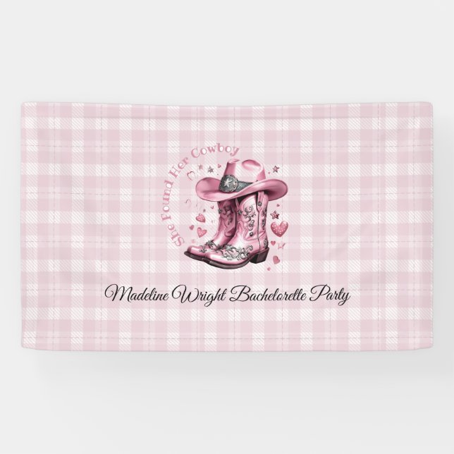 Pink Vintage Western Cowgirl Bachelorette Banner (Horizontal)