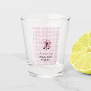 Pink Vintage Western Cowgirl Bachelorette Party Shot Glass