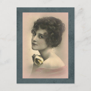 Pink Vintage Woman Postcard