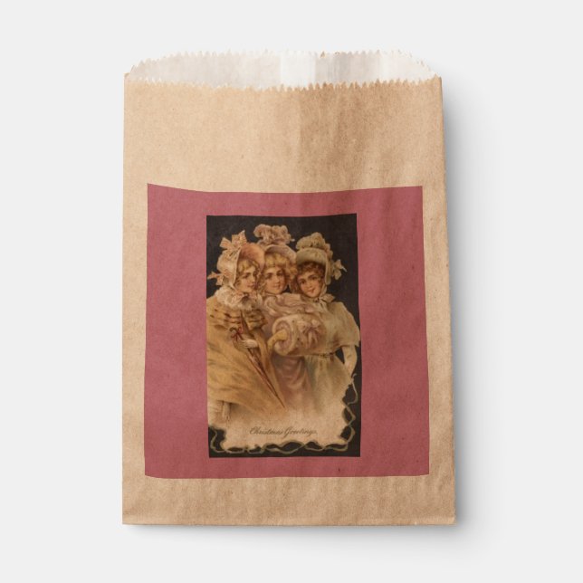 Pink Vintage Women Victorian Christmas Favour Bags (Front)