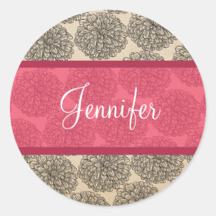 Pink Vintage Zinnia Stickers