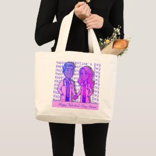 PINK VIOLET couple doctor Valentine's Day Large Tote Bag