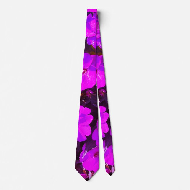 Pink Violet Floral Purple Art Abstract Gift Favor Tie (Front)