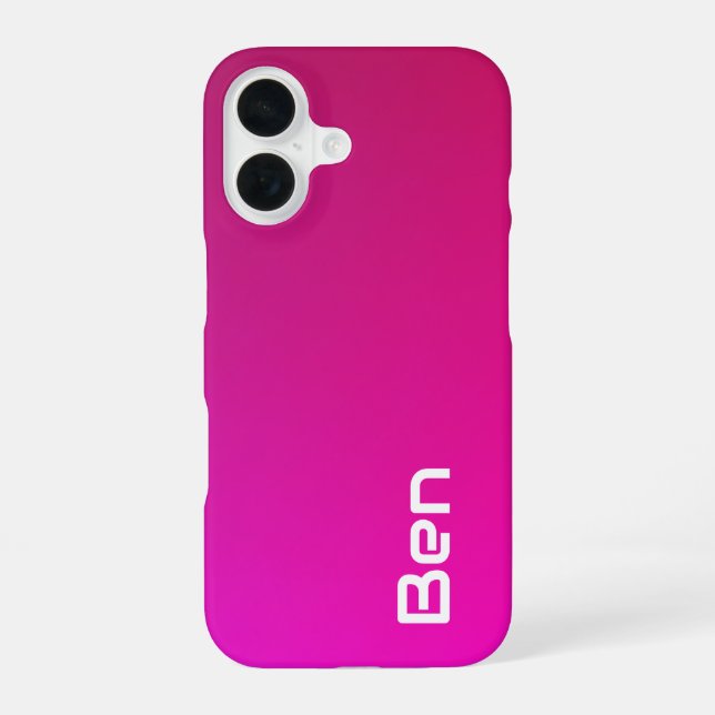 Pink-Violet Gradient – Personalised with Your Name iPhone 16 Case (Back)
