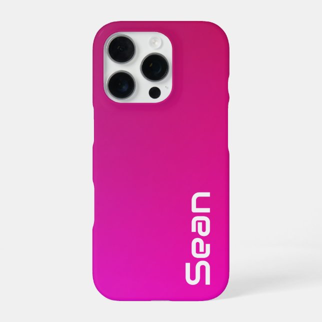 Pink-Violet Gradient – Personalised with Your Name iPhone Case (Back)
