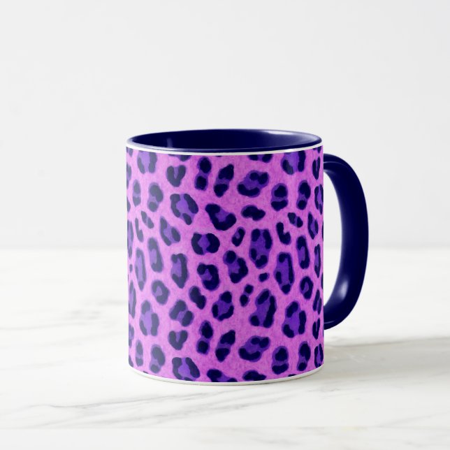 Pink Violet Leopard Animal Print Skin Pattern   Mug (Front Right)