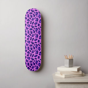 Pink Violet Leopard Animal Print Skin Pattern Skateboard
