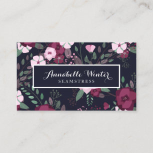 Pink & Violet Roses Floral Pattern Business Card