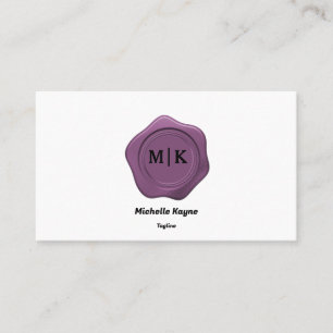Pink Violet Wax Seal on Black & White Business Card