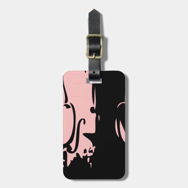 Pink Violin Luggage Tag (Front Vertical)