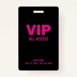 Pink VIP All Access Pass Event ID Badge