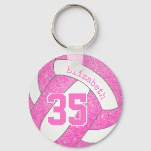 pink volleyball bag tag w player jersey number key ring
