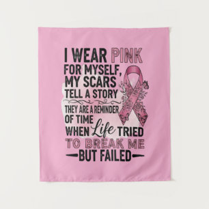 Pink Volleyball Breast Cancer Awareness Tapestry