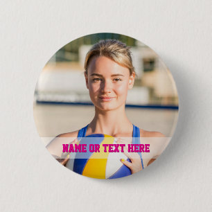 Pink Volleyball Buttons Sport Player Team Kids