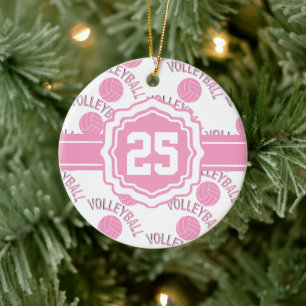 Pink Volleyball Ceramic Tree Decoration