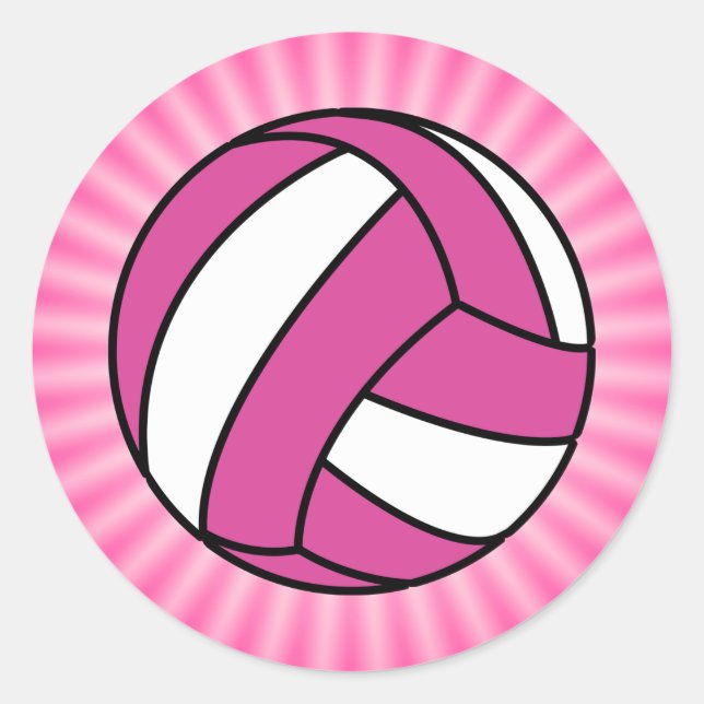 Pink Volleyball Classic Round Sticker (Front)