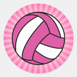 Pink Volleyball Classic Round Sticker