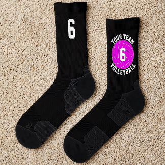 Pink Volleyball Custom Team Name & Player Number Socks