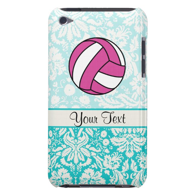 Pink Volleyball; Damask Pattern iPod Case-Mate Case (Back)
