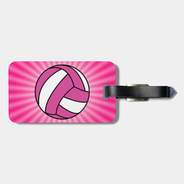 Pink Volleyball Luggage Tag (Back Horizontal)