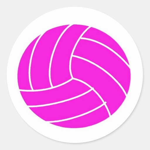 Pink Volleyball Classic Round Sticker | Zazzle