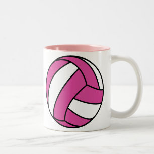 Pink Volleyball Two-Tone Coffee Mug