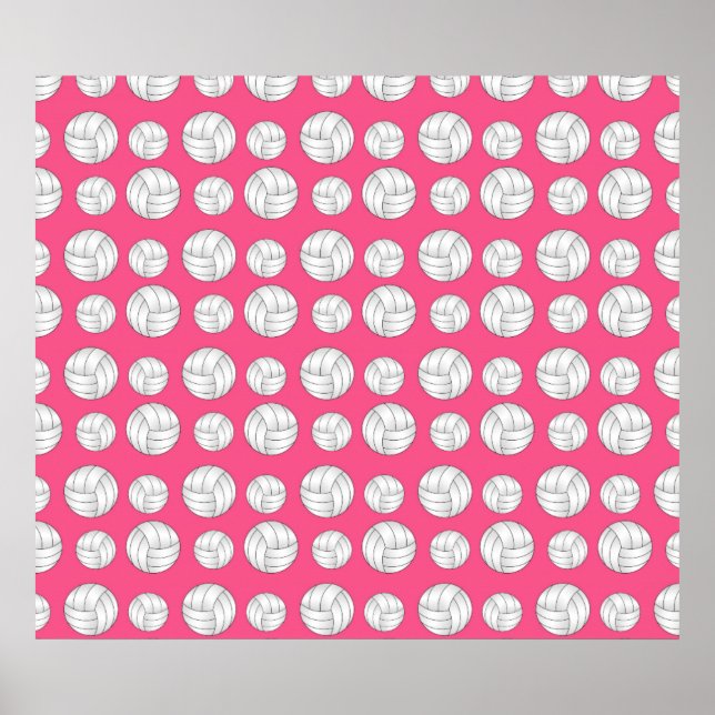 Pink volleyballs pattern poster (Front)