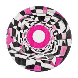 Pink Vortex: A Chequered Descent Cutting Board