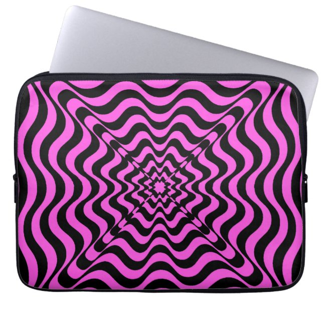 Pink Vortex Slip-On Sneakers Laptop Sleeve (Front)