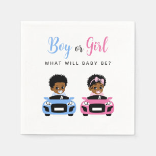 Pink vs Blue Car Race Gender Reveal Napkins