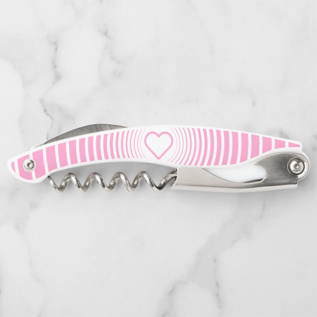 Pink Waiter's Corkscrew with Heart - Choose Colour (Back)