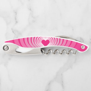 Pink Waiter's Corkscrew with Hearts