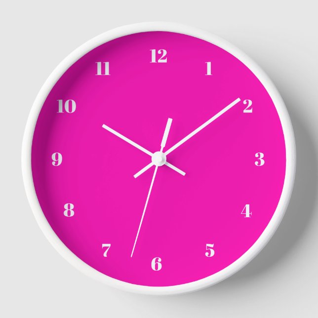 Pink Wall Clock Custom Colours and Numbers Font (Front)