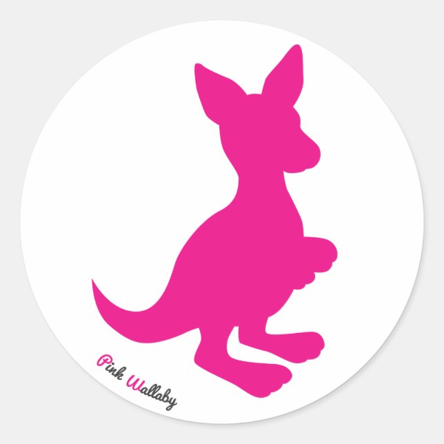 Pink Wallaby Round Sticker (Front)