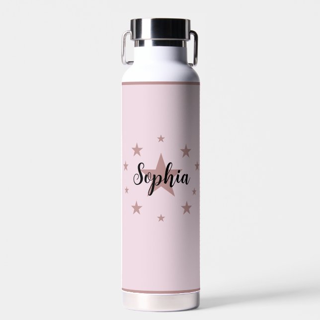 Pink Water Bottle – Starry Design & Custom Name (Front)