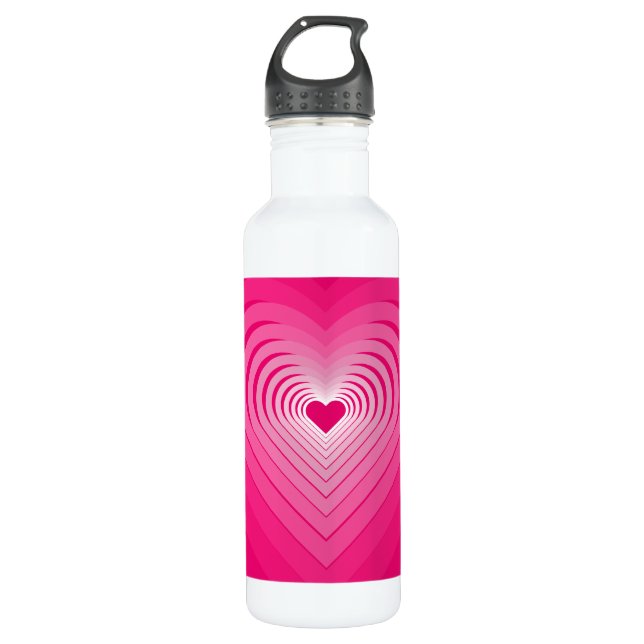 Pink Water Bottle with Hearts (Front)