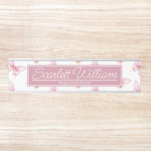 Pink Water Colour Butterfly Personalised Nurse Nam Door Sign