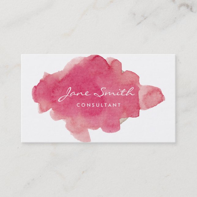 Pink Water Colour Splat Business Card (Front)