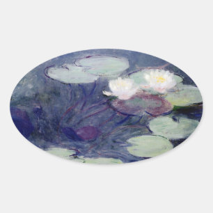 Pink Water-Lilies: 1897-99 by Monet Oval Sticker