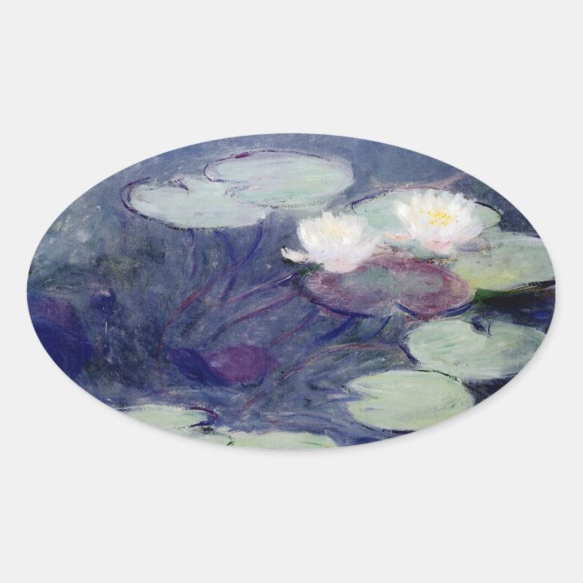 Pink Water-Lilies: 1897-99 by Monet Oval Sticker (Front)