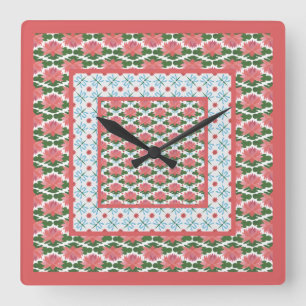 Pink Water Lilies Dragonflies Pendant Wall Clock