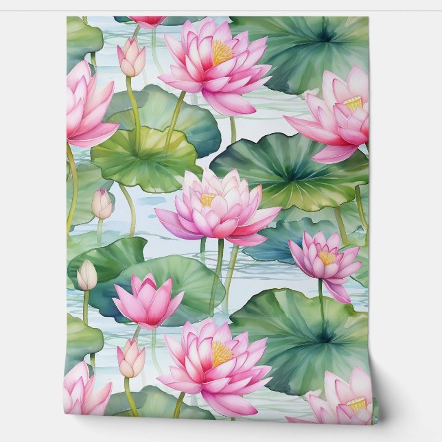 Pink Water Lilies Wallpaper (Unrolling)